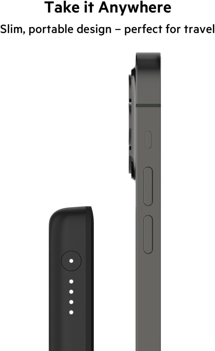 Portable Charger, Magsafe Charger Wireless Power Bank - 7.5W Wireless Charger - Portable Magnetic Battery Pack - Iphone 17, Air, Pro, Pro Max, Airpods, Apple Watch, Google Pixel 10, Etc - Black